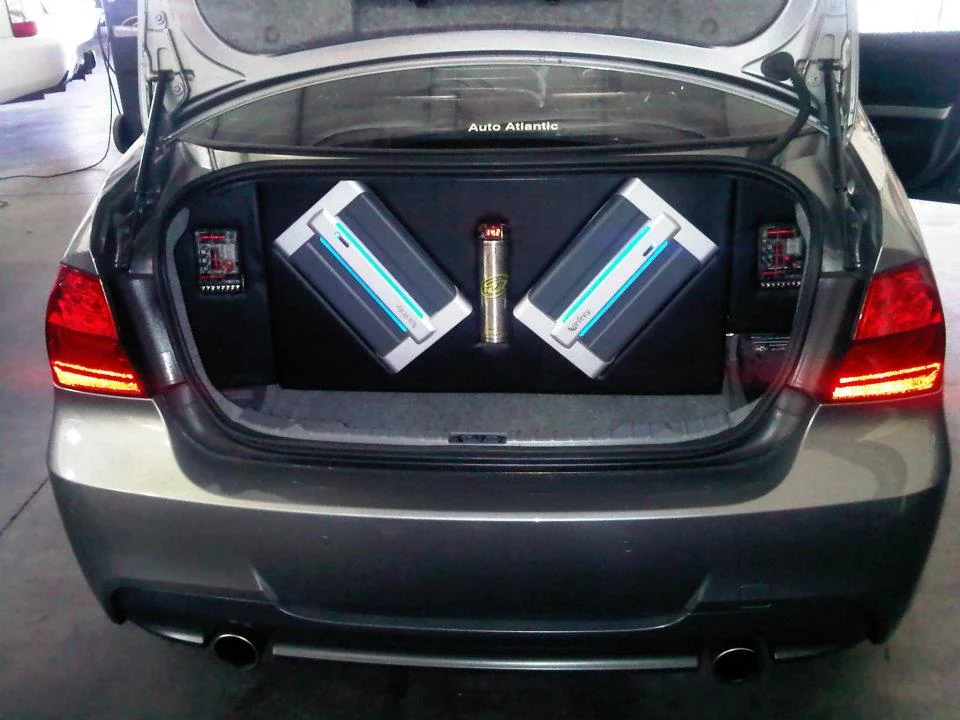 Double-DIN head unit fitted into a car dashboard